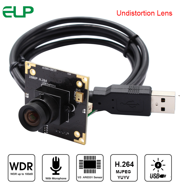 ELP WDR USB Webcam 3.0 Megapixel 2048X1536 UVC OTG No distortion lens H.264 1080P 30fps Camera Module for advertising cameras